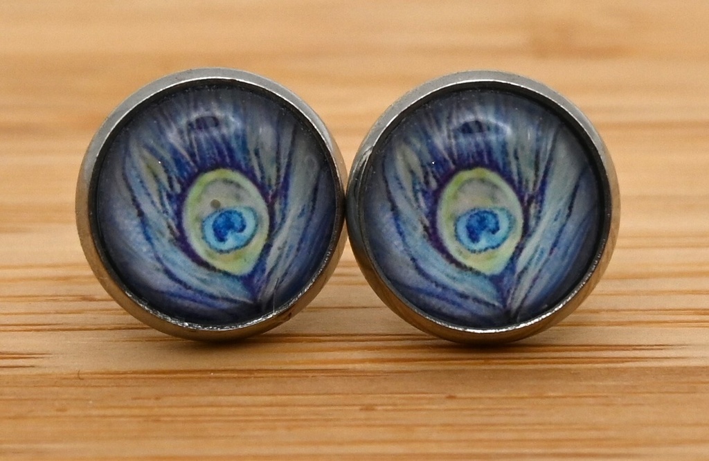 Oorbellen stekertje Pauwenveer blauw
