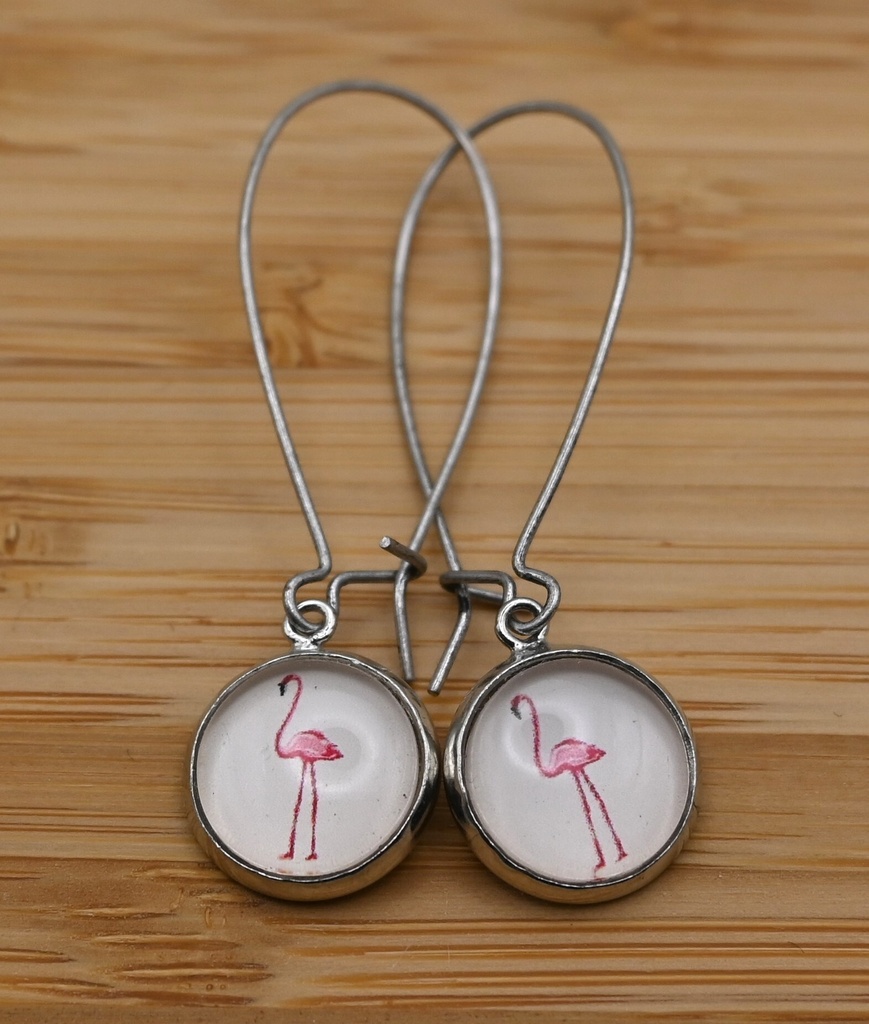 [IVO001] Oorbellen Flamingo roos