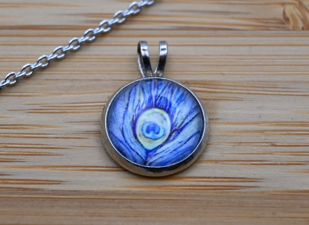 Halsketting Pauwenveer blauw