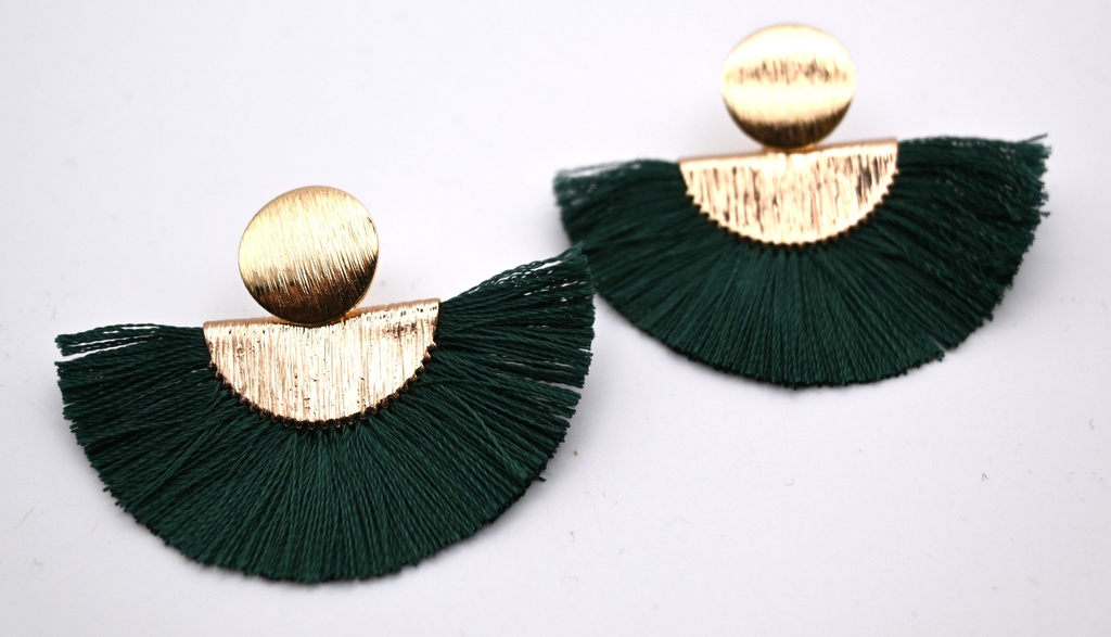 Oorbel waaier Donker groen