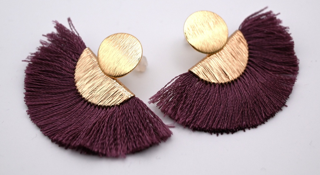 [BBO009] Oorbel Waaier Aubergine